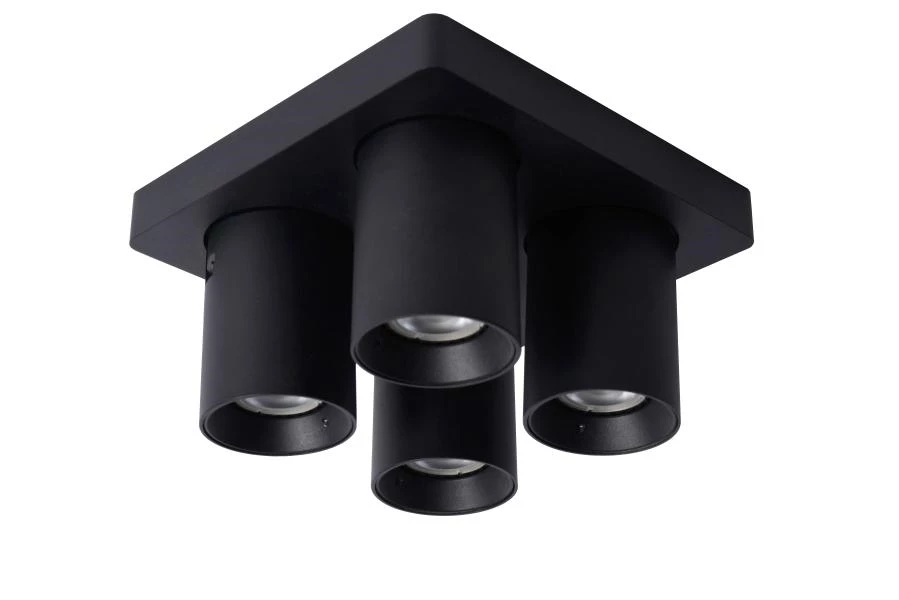 Lucide NIGEL - Spot plafond - LED Dim to warm - GU10 - 4x5W 2200K/3000K - Noir - éteint